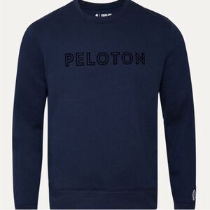 FOURLAPS x Peloton Navy Blue Spell Out Logo Pullover Pocket Sweatshirt- Size XL
